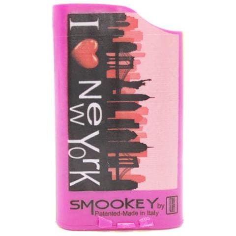 1 Posacenere Tascabile Smookey Ignifugo Porta Accendino Bic Mozziconi I Love New York Fucsia - Foto 1