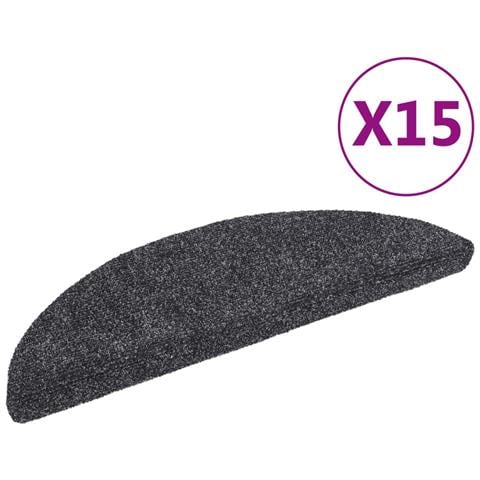 Tappetini Autoadesivi per Scale 15 pz 56x17x3 cm Nero - Foto 1