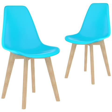 Sedie da Pranzo 2 pz Blu in Plastica - Foto 1
