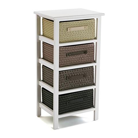 Gavle Mobile Per Il Bagno Arredo Bagno Cassettiera Con 4 Cassetti Per Organizzare Contenimento Moderno E Divertente Misure (a X L X L) 73 X 28 X 37 Cm Legno E Poliestere Colore Marrone - Foto 1