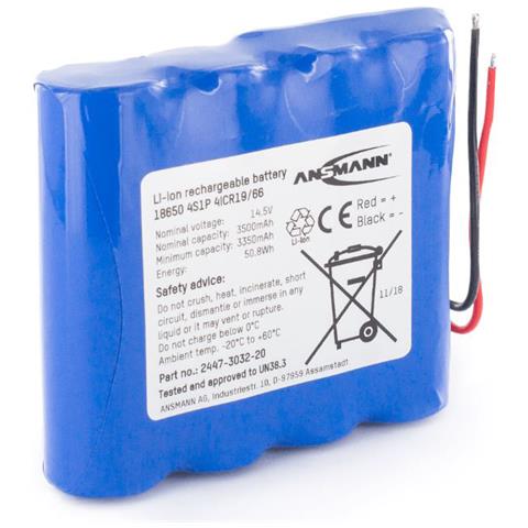 Ansmann Pacco Batteria Standard Agli Ioni Di Litio 4s1p 14,8 V / 3450 Mah - Foto 1