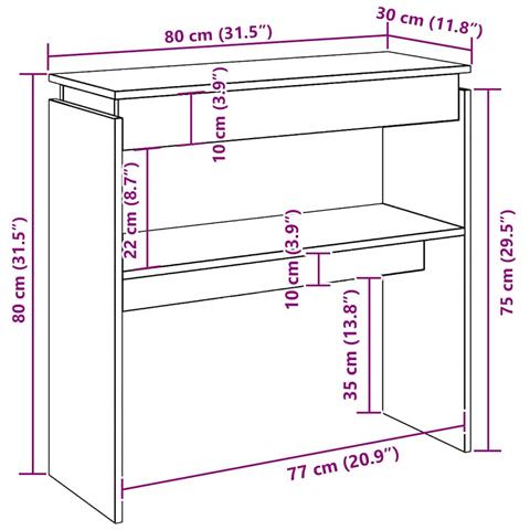 Tavolino Consolle Rovere Fumo 80x30x80 Cm In Legno Multistrato - Foto 2