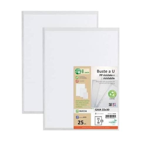 Buste a U Gaia in PP riciclato 22 x 30 cm 25 pezzi - Foto 1