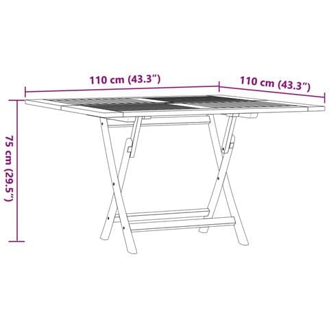 Tavolo da Giardino Pieghevole Grigio 110x110x75cm Massello Teak - Foto 2