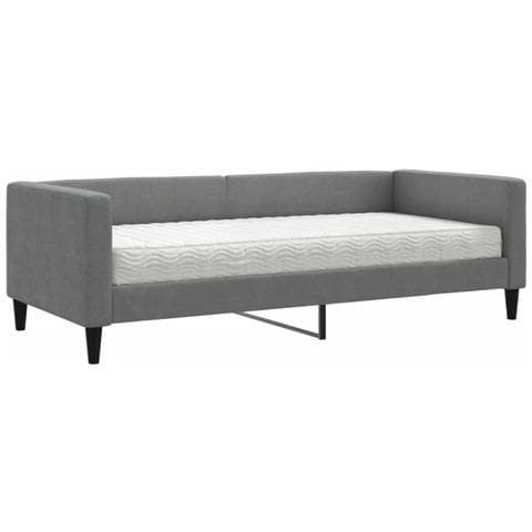 Divano Letto Con Materasso Grigio Scuro 90x190 Cm In Tessuto - Foto 1