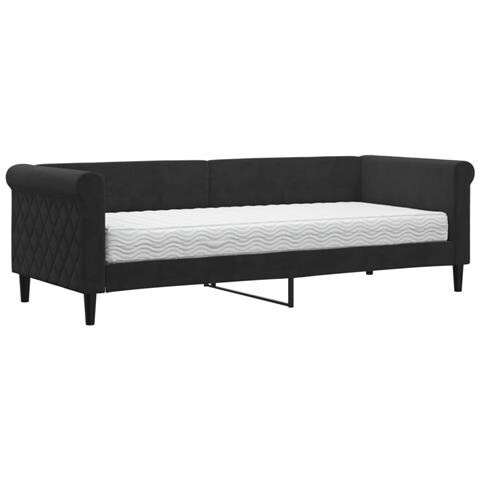 Divano Letto Con Materasso Nero 80x200 Cm In Velluto - Foto 1