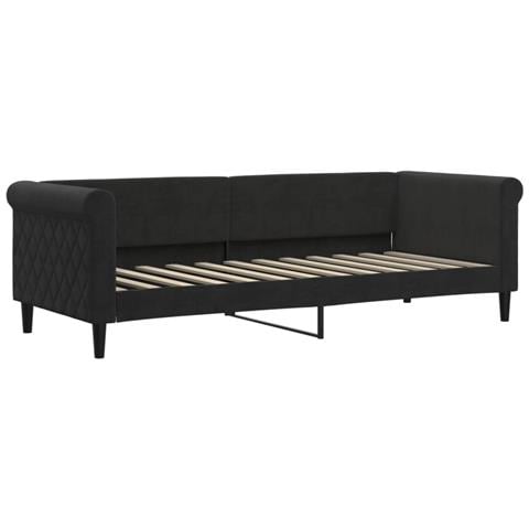 Divano Letto Con Materasso Nero 80x200 Cm In Velluto - Foto 9