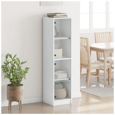 Credenza Con Ante In Vetro Bianca 35x37x142 Cm - Foto 3