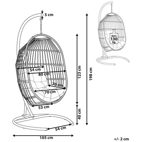 Poltrona Sospesa Con Piedistallo Grigio Chiaro Sesia - Foto 7