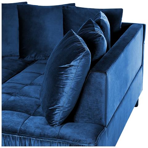Divano Angolare 3 Posti Grena Velluto Blu Marino Lato Sinistro - Foto 2