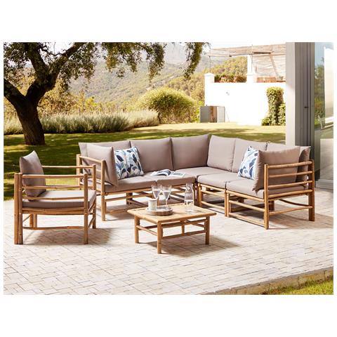 Set Da Giardino Con Tavolo 6 Posti Cerreto Legno Di Bambù Tortora - Foto 1