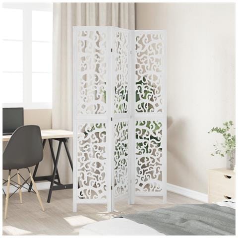 Divisorio Ambienti 3pannelli Bianco Legno Massello Di Paulownia - Foto 3