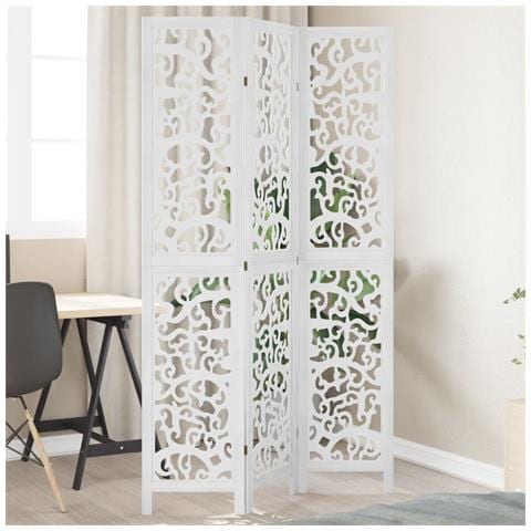 Divisorio Ambienti 3pannelli Bianco Legno Massello Di Paulownia - Foto 1