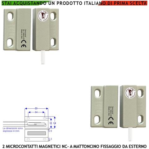 Micro Contatto Magnetico Nc Bianco 2 Pezzi Allarme Per Infissi Tensione Max 100 V Corrente 1 Ah Reed In Ampolla Di Vet - Foto 1