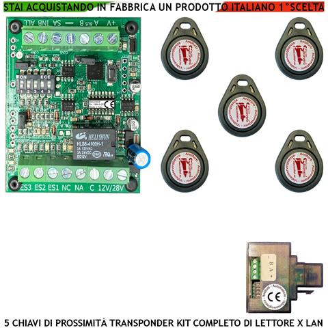 Chiave Di Prossimità Trasponder Lettore Universale Rj45 Lan 5 Chiavi Tag Alimentazione 12/24 Vac Contatto Relè C.nc.na - Foto 1