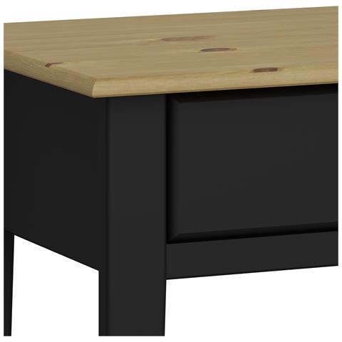 Lorca Scrivania Con 2 Cassetti In Mdf Nero E Piano In Pino Naturale - Foto 2