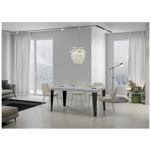 Tavolo Allungabile 90x160/264 Cm Flame Premium Bianco Frassino Telaio Antracite - Foto 4