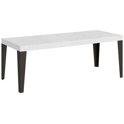 Tavolo Allungabile 90x160/264 Cm Flame Premium Bianco Frassino Telaio Antracite - Foto 1