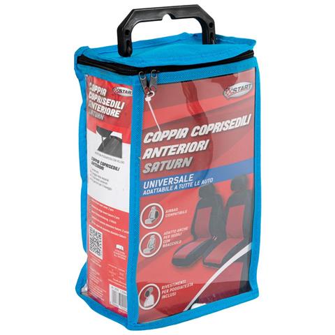 Coppia Coprisedili Anteriori Saturn Colore Nero / Rosso - Foto 3