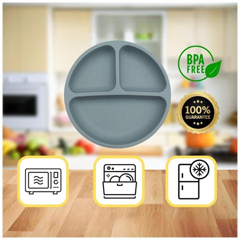 Piatto Silikonico Per Bambini Con Scomparti E Ventose – Pranzo Divertente E Sicuro - Foto 4