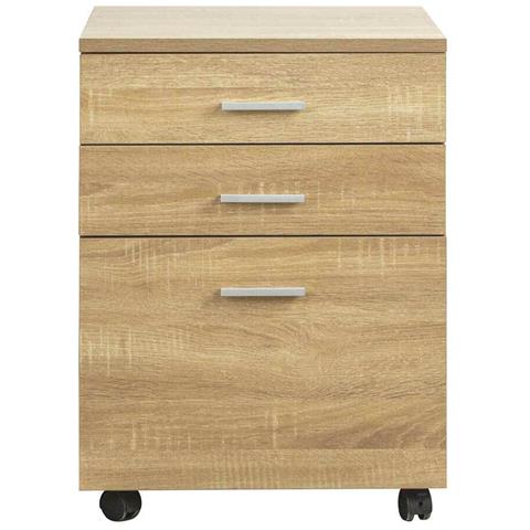 Cassettiera Scrivania Ufficio Legno Mdf Mobiletto Stampante 3 Cassetti Quercia - Foto 4