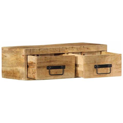 Mobile Tv A Parete 60x30x19 Cm Legno Grezzo Massello Di Mango - Foto 2