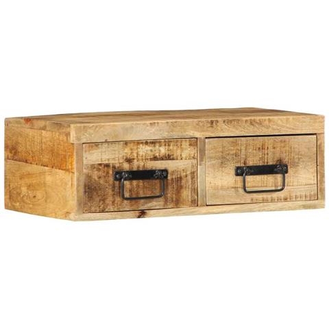Mobile Tv A Parete 60x30x19 Cm Legno Grezzo Massello Di Mango - Foto 3