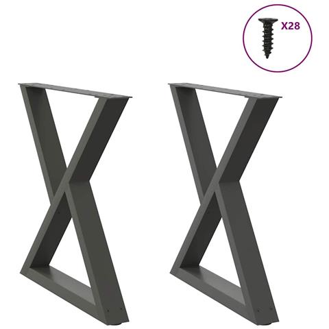 Gambe Per Tavolo Da Pranzo 2pz Antracite 80x(72-73,3)cm Acciaio - Foto 1