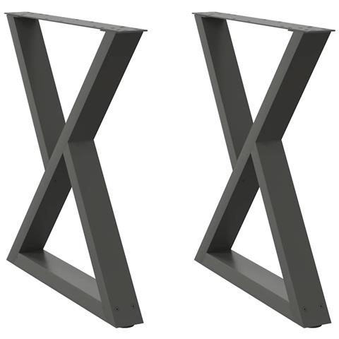Gambe Per Tavolo Da Pranzo 2pz Antracite 80x(72-73,3)cm Acciaio - Foto 2