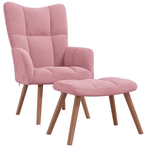 Lusso Casadino -  Poltrona Relax Con Poggiapiedi Rosa In Velluto - Foto 1