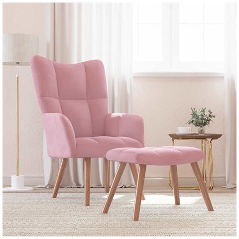 Lusso Casadino -  Poltrona Relax Con Poggiapiedi Rosa In Velluto - Foto 8