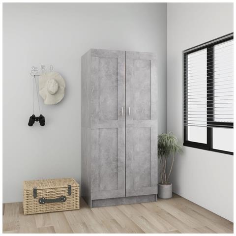 Lusso Casadino -  Armadio Grigio Cemento 82,5x51,5x180 Cm In Legno Multistrato - Foto 2