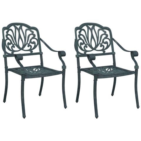 Sedie Da Giardino 2 Pz Verdi In Alluminio Pressofuso - Foto 1