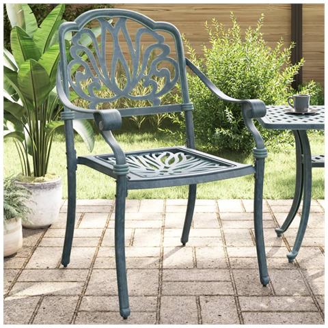 Sedie Da Giardino 2 Pz Verdi In Alluminio Pressofuso - Foto 2