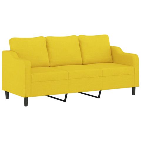 Divano A 3 Posti Giallo Chiaro 180 Cm In Tessuto - Foto 1