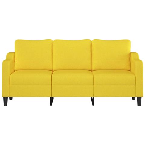 Divano A 3 Posti Giallo Chiaro 180 Cm In Tessuto - Foto 2