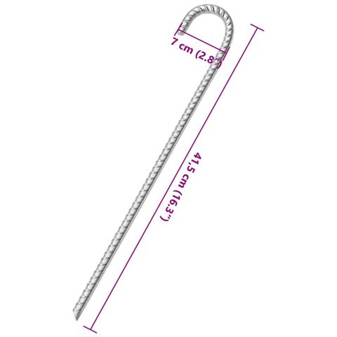 Picchetti per Tenda 6 pz 41,5 cm Ø12 mm in Acciaio Zincato - Foto 5