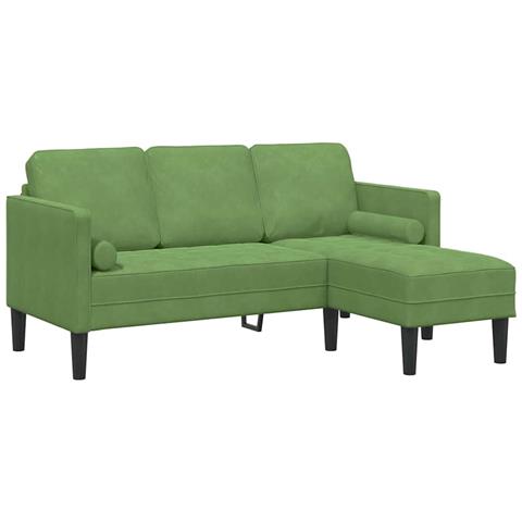 Divano a 3 posti con chaise longue L verde chiaro 160 cm in velluto - Foto 1