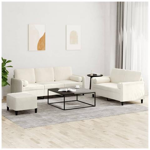 Set di Divani 3 pz con Cuscini Crema in Velluto - Foto 2