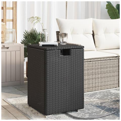Tavolo Copri Serbatoio Propano Nero 40x40x60 cm in Polyrattan - Foto 2