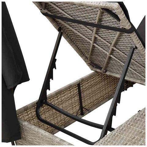 Doppio Lettino Prendisole con Tetto e Tendine Grigio Chiaro in Polyrattan - Foto 9
