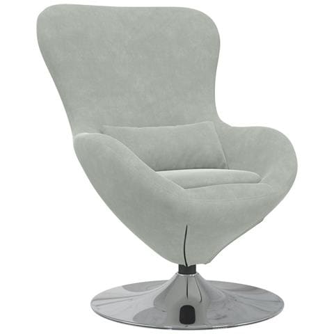 Poltrona a Uovo  in Velluto Grigio Chiaro - Foto 1