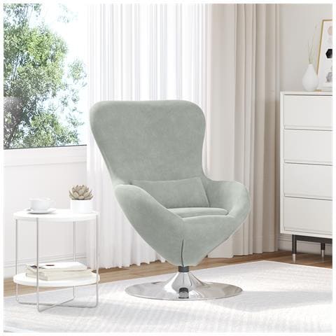 Poltrona a Uovo  in Velluto Grigio Chiaro - Foto 2