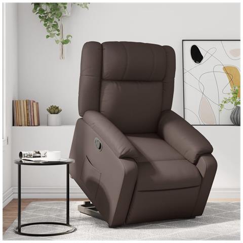 Poltrona Alzapersona Reclinabile Marrone in Similpelle - Foto 2