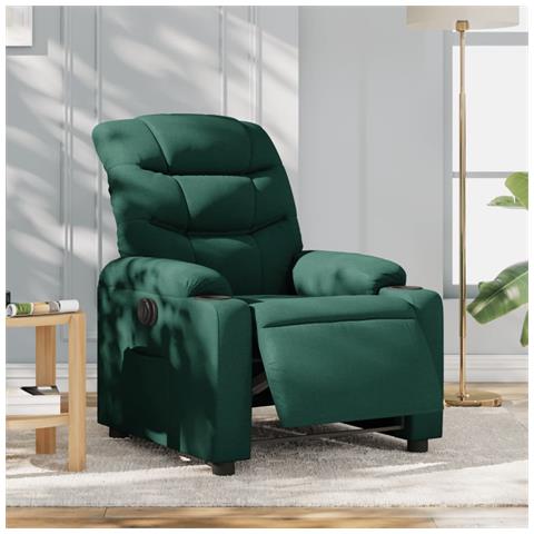 Poltrona Elettrica Reclinabile Verde Scuro in Tessuto - Foto 2