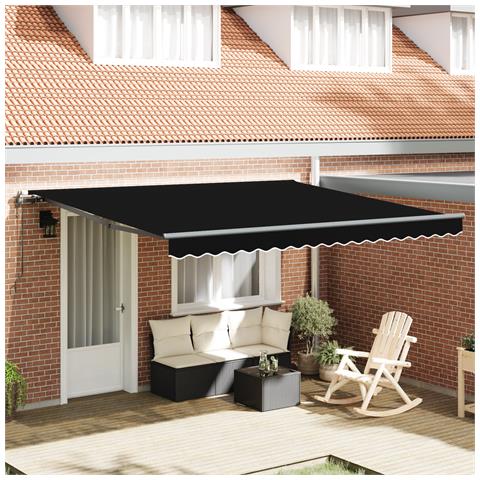 Tenda retrattile automatica  Nera 400x350 cm, Tessuto sostitutivo per tenda  per telaio 4x3.5 m Nera - Foto 2