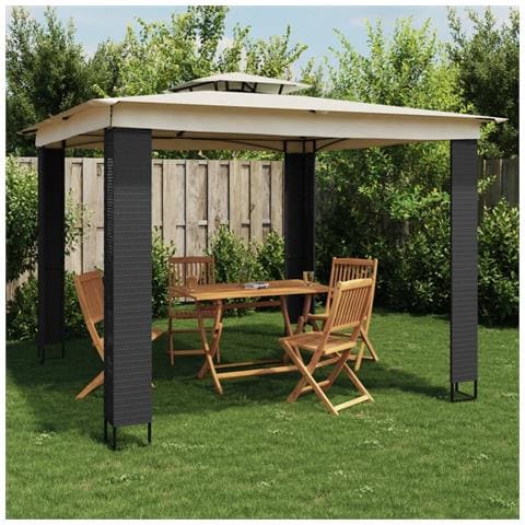 Gazebo con Tetto Doppio Crema 2,94x2,94 m in Acciaio - Foto 2