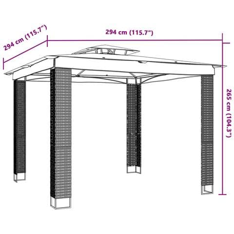 Gazebo con Tetto Doppio Crema 2,94x2,94 m in Acciaio - Foto 8