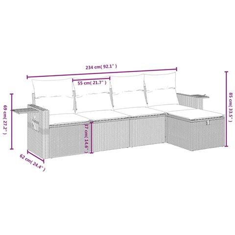 Set Divani da Giardino 5 pz con Cuscini in Polyrattan Nero - Foto 3