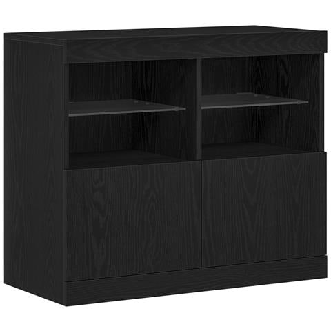 Credenza con Luci LED Rovere Nero 81x37x67 cm - Foto 1